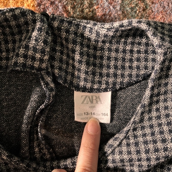 Girl’s Gray Zara Gingham Checked Dress (Size 13-14) - Picture 2 of 6